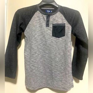 NWT- Boys long sleeve black and grey shirt size l(10-12)